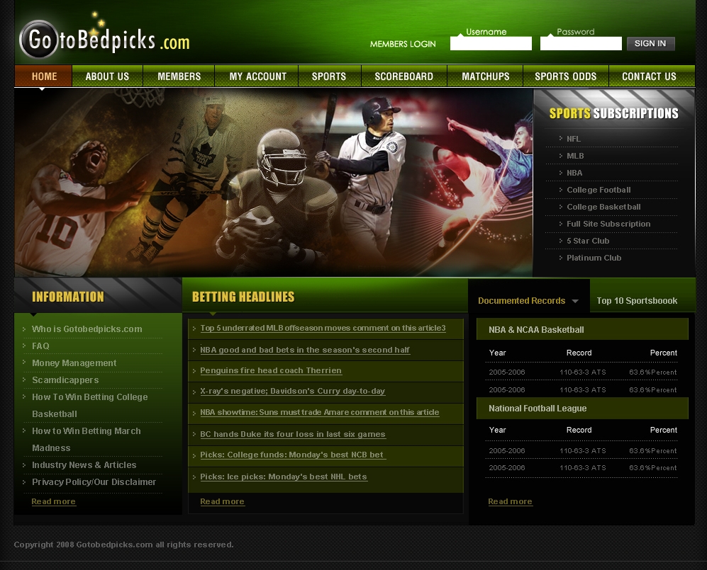 Sports Handicapping Website