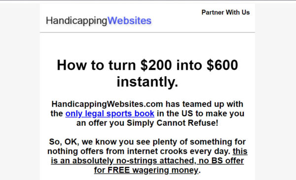 sports bettor leads sample marketing email