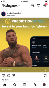 example of sports betting boosted ad on instagram